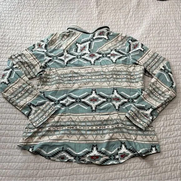 Rock & Roll Denim Aztec Print Snap Shirt Women’s Size XXL - Picture 5 of 10